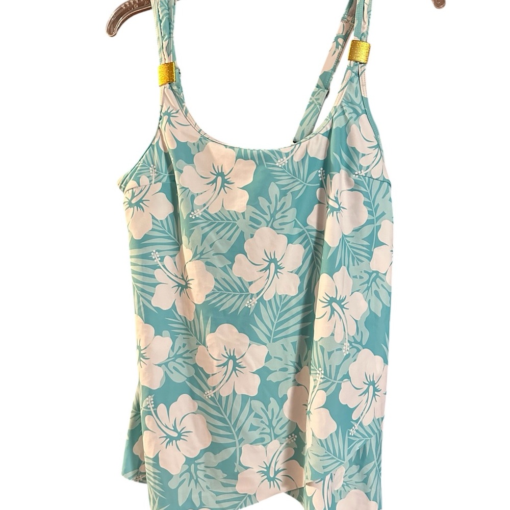 NWOT Vibrant Aqua Asymmetrical Swim Tank Top